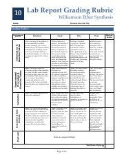 Lab Report Grading Rubric Ether Synthesis Performance Course Hero