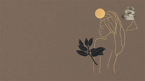 Woman line art, brown desktop | Free Photo - rawpixel