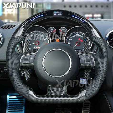 LED Carbon Fiber Steering Wheel For Audi R8 TTS TT 2007 2016 Paddle