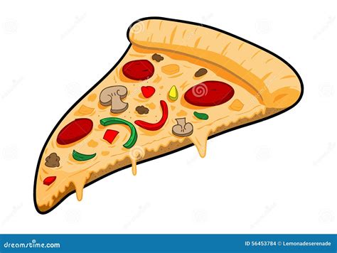 Slice Pizza Seafood Vector Color Flat Illustration Cartoondealer