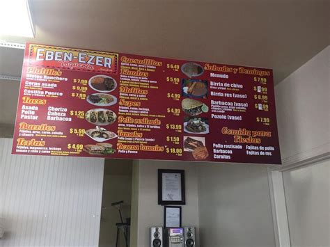 Carta Del Restaurante Eben Ezer Taqueria Porterville