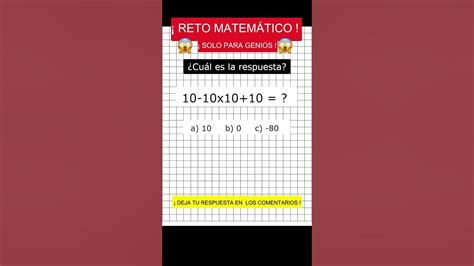 ¡reto Matemático ¡solo Para Genios ¿cuál Es La Respuesta Correcta No96 Shorts Youtube