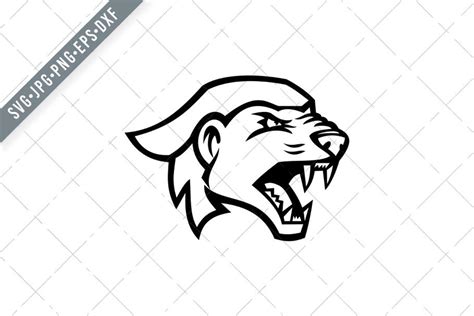 Head Of An Angry Honey Badger Mascot Black And White Svg Honey Badger