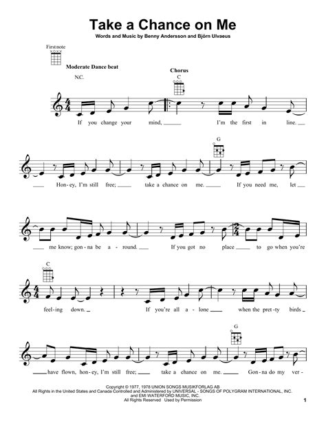 Take A Chance On Me Sheet Music Direct