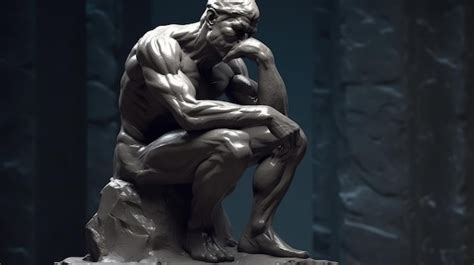 Premium AI Image Thinker Man 3d Illustration The Thinker Statue