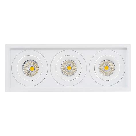 Lyra 3 X 9W Rectangular Tilt Recessed Triac Dimmable LED Downlight Whi