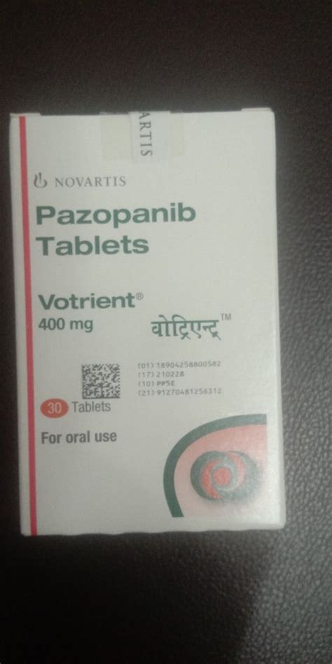 Pazopanib Tablets Votrient 400 Mg Tablet Novarts 30 Tablets At Rs