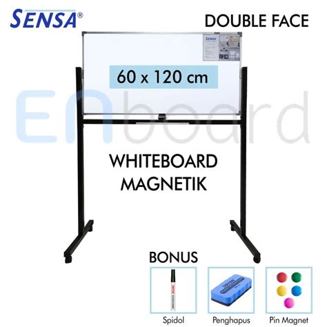 Jual Papan Tulis Whiteboard Standing Magnet Double Face Sensa 60 X 120