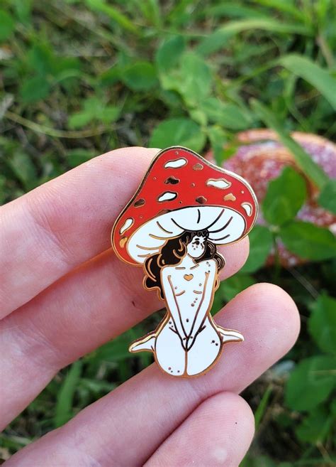 Red Mushroom Girl Hard Enamel Pin Etsy Stuffed Mushrooms Mushroom Drawing Mushroom Art