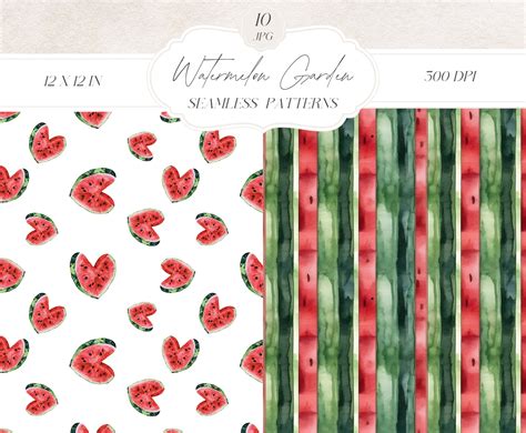 Watercolor Watermelon Seamless Patterns Watermelon Digital Paper