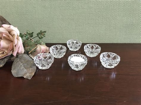 Vintage Glass Salt Cellars Set Of 6 Open Salt Cellars Pressed Glass Salts Little Salt Dishes