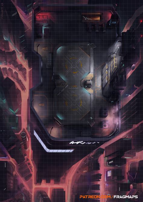 Cyberpunk Corporate Rooftop Landing Pad : r/battlemaps