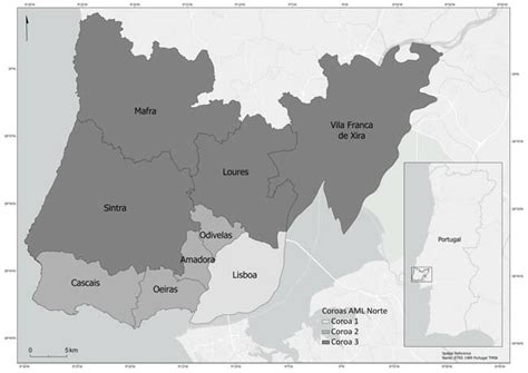 geographic context   study area northern lisbon metropolitan
