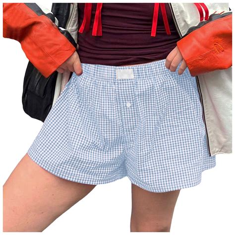 Gyujnb Y2k Women Pajamas Shorts Low Rise Pj Sleep Shorts Plaid Boxer