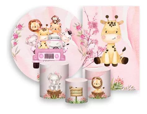 Kit Pain Is Festa Trio De Capas Animais Safaria Rosa Cor