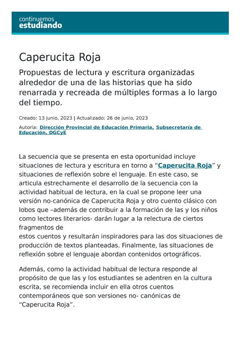 Caperucita Roja Continuemos Estudiando Caperucita Roja Propuestas De