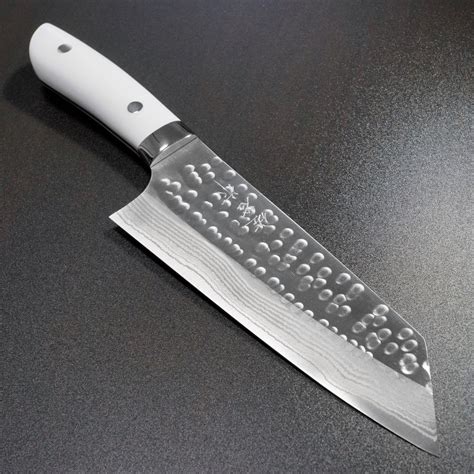 Saji Takeshi Srs13 Hammered Damascus Bunka Knife 180mm Corian Bay