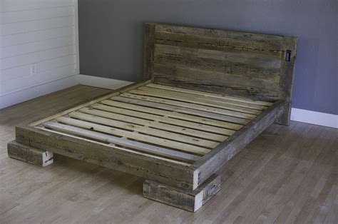 Reclaimed Wood Platform Bed Made Of Pine Salvaged From Minnesota