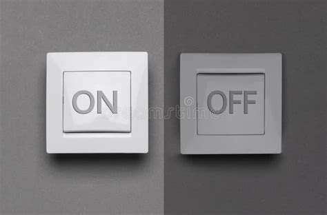 Turned on and OFF Light Switches on Grey Background Stock Image - Image ...