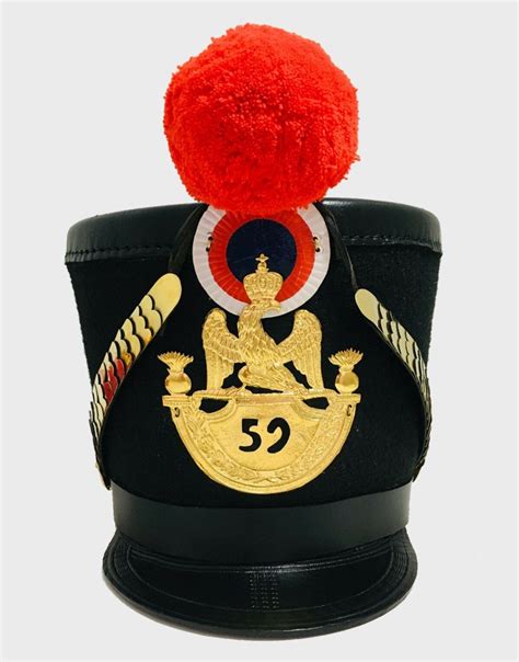 French Napoleonic Shako Red Pompom 1806 Model Infantry Hat