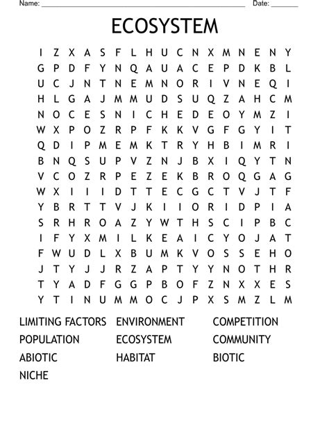 ECOSYSTEM Word Search WordMint