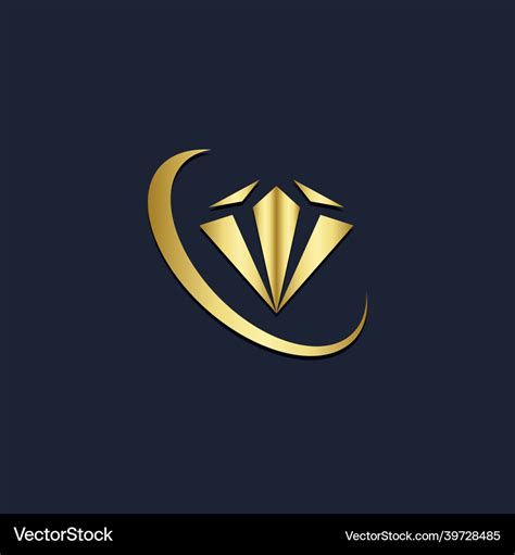 Diamond jewelry gold logo Royalty Free Vector Image