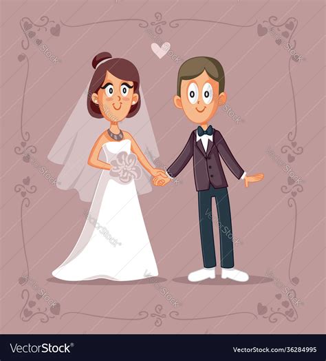 Cute Cartoon Couple Getting Married Royalty Free Vector