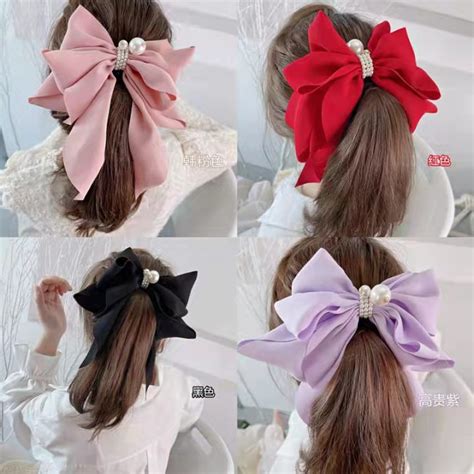 Ribbons Bow Hair Ribbon for Girls Ponytail Hair Tie Fashion Korean Hair ...