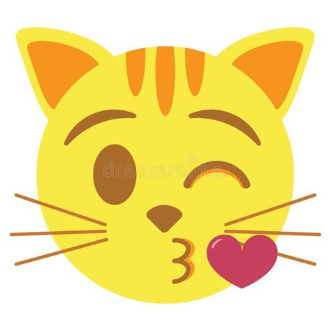 Emoji Bonito Do Gato Do Kawaii Que Funde Um Colorido Do Beijo Isolado