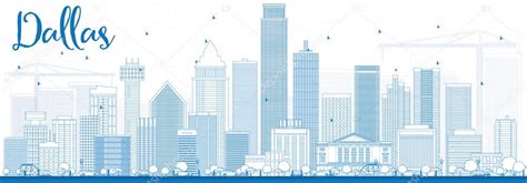 Outline Dallas Skyline with Blue Buildings. Stock Vector by ©booblgum ...