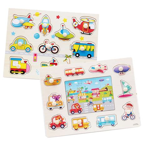 Wooden Puzzles for Toddlers, Transportation Vehicles Puzzles Toddler Learning Puzzle Toys for ...