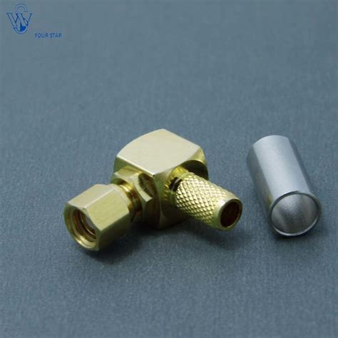 Electrical Waterproof RF Coaxial SMC Female Right Angle Crimp Jack