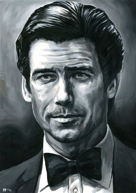 Pierce Brosnan James Bond 007 Acrylic Painting By Alex Stutchbury