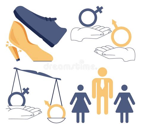 Gender Inequality Concept Set Bias And Sexism In Workplace Or Social