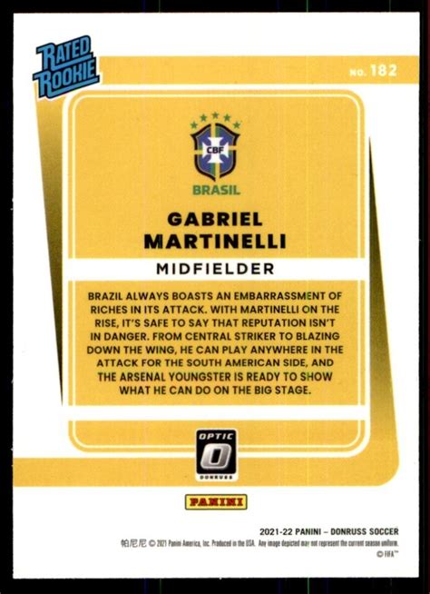 2021 Panini Donruss Optic Gabriel Martinelli Rookie Brazil 182 EBay