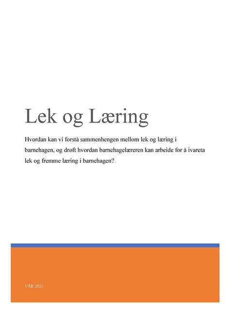 Bull Lek Og L Ring Arbeidskrav V R Lek Og L Ring Hvordan Kan