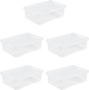 JMS We Create Smile Pack Of 5 Home Office Clear Plastic Stackable