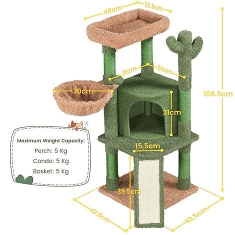 Yaheetech Arbre Chat Design Cactus Tour Pour Chat En Peluche Avec