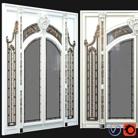 Classic Swing Door With Molding 114640 3d Model