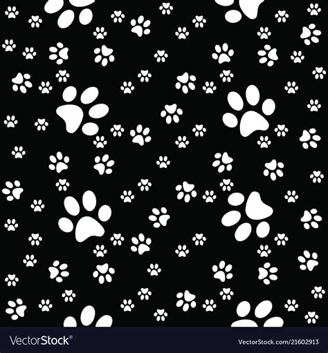 Paws Black Pattern Paw Background Royalty Free Vector Image