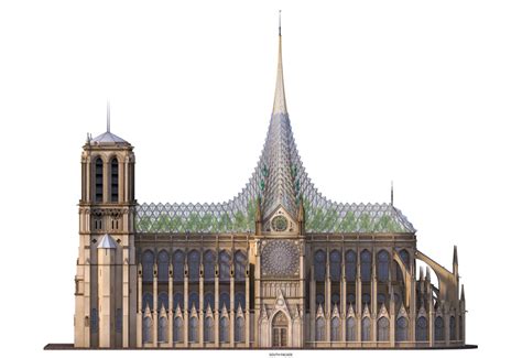 Vincent Callebaut Proposes To Unite Notre Dames Nave Roof And Spire