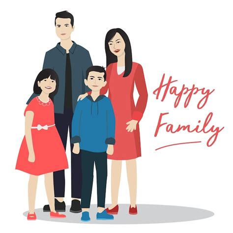 Ilustración de familia feliz Vector Premium