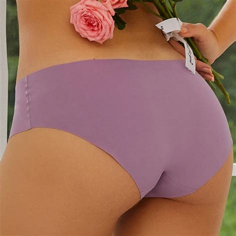 Women Sexy Ice Silk Panties Solid Color V Waist Low Rise Briefs