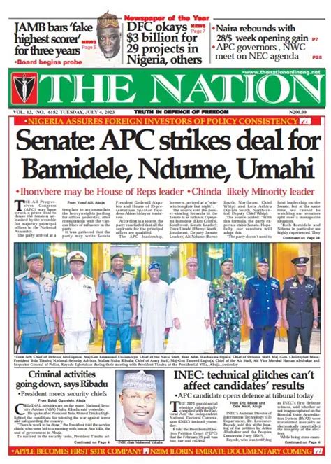 Nigerian Newspapers Daily Front Pages Review Tuesday Th July