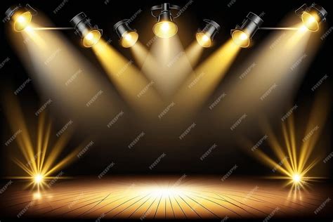 Premium Photo | Yellow stage lighting background with spotlight vector ...