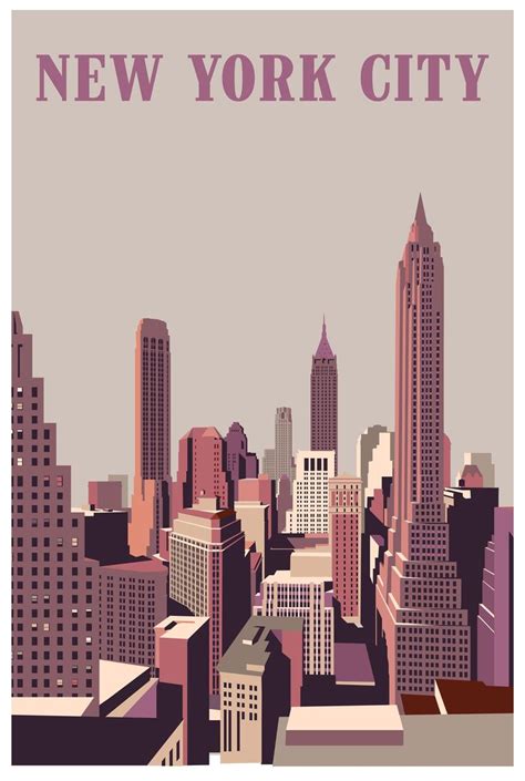 Contemporary Travel Poster Pascal Blanchet New York City Etsy