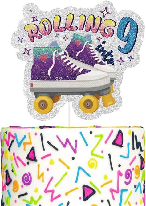 Rolling into 9 Roller Skate Cake Topper Äì Colorful Decorations for