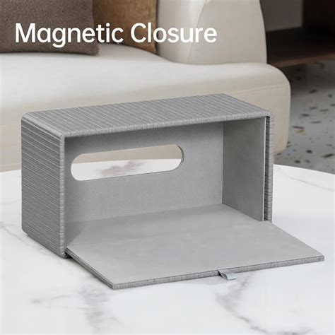 Meibooch Tissue Box Cover Stylish Pu Leather Rectangular Tissue Box