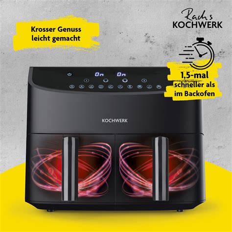 Rachs Kochwerk Doppel Heißluft Fritteuse Dual Airfryer Frittöse Grill