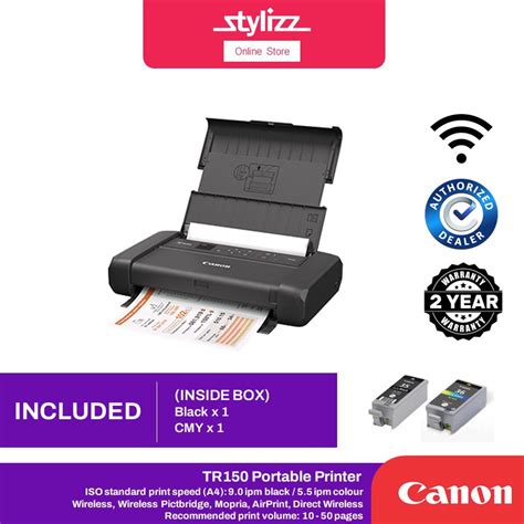 Canon Pixma Tr150 Inkjet A4 Portable Printerwirelessusb Charging With Removable Battery